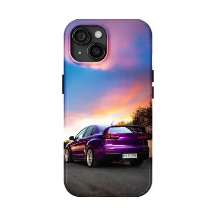 Mitsubishi Lancer Evolution Purple Sunset Sky