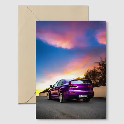 Mitsubishi Lancer Evolution Purple Sunset Sky