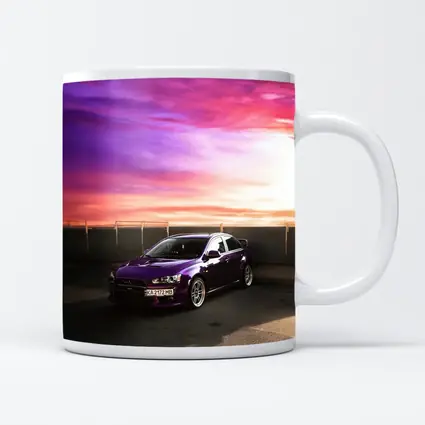 Mitsubishi Lancer Purple Car Sunset Sky