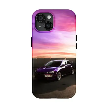 Mitsubishi Lancer Purple Car Sunset Sky