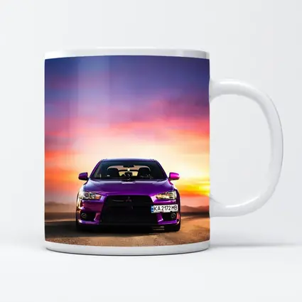 Mitsubishi Lancer Purple Car Sunset Sky