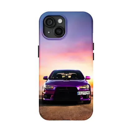 Mitsubishi Lancer Purple Car Sunset Sky