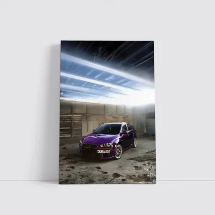 Mitsubishi Lancer Purple Inside Industrial Garage