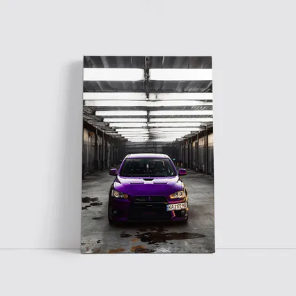 Mitsubishi Lancer Purple Inside Industrial Garage
