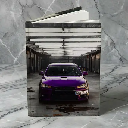 Mitsubishi Lancer Purple Inside Industrial Garage