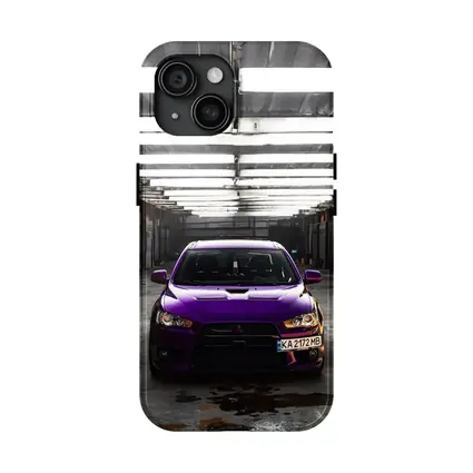 Mitsubishi Lancer Purple Inside Industrial Garage