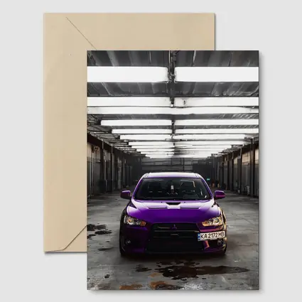 Mitsubishi Lancer Purple Inside Industrial Garage