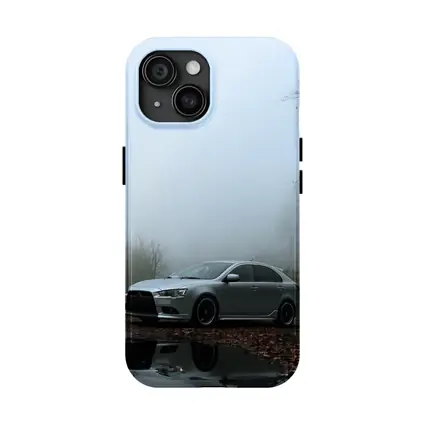 Mitsubishi Lancer Silver Car Foggy Forest