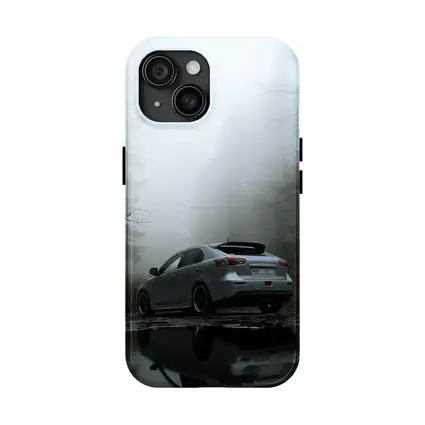 Mitsubishi Lancer Silver Car Foggy Forest