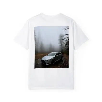Mitsubishi Lancer Silver Car Foggy Forest