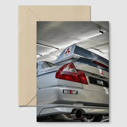 Mitsubishi Lancer Evolution Silver Garage Rear