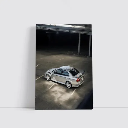 Mitsubishi Lancer Evolution Silver Parking Garage