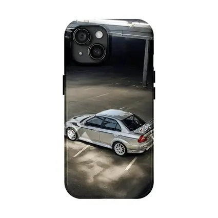 Mitsubishi Lancer Evolution Silver Parking Garage