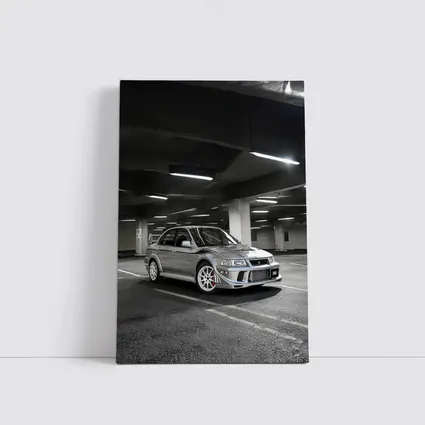 Mitsubishi Lancer Evolution Silver Parking Garage