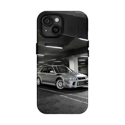 Mitsubishi Lancer Evolution Silver Parking Garage
