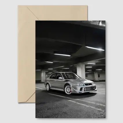 Mitsubishi Lancer Evolution Silver Parking Garage