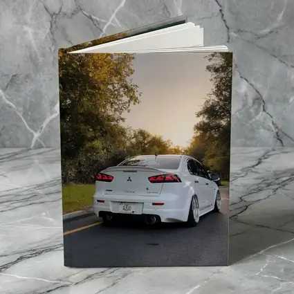 Mitsubishi Lancer White Slammed Street Sunset