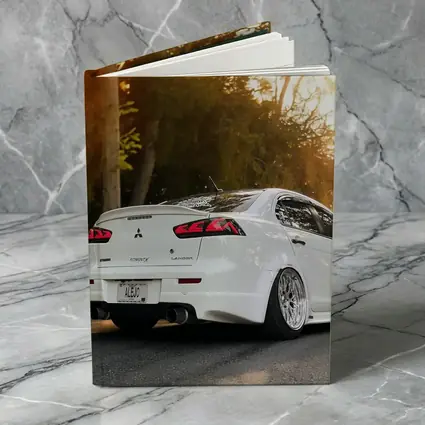 Mitsubishi Lancer White Car Sunset Street