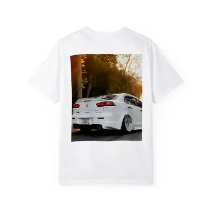Mitsubishi Lancer White Car Sunset Street