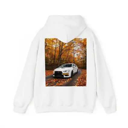 Mitsubishi Lancer White Car Autumn Forest Road