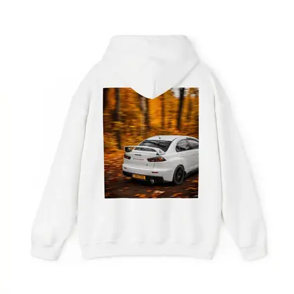 Mitsubishi Lancer Evolution White Autumn Forest