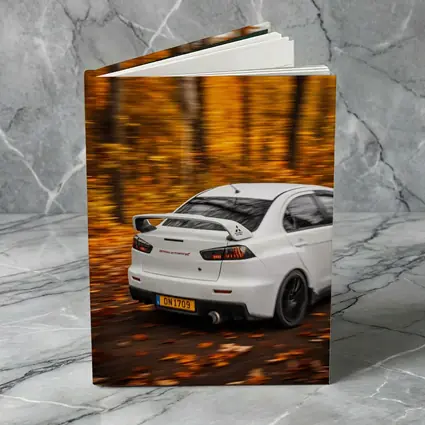 Mitsubishi Lancer Evolution White Autumn Forest