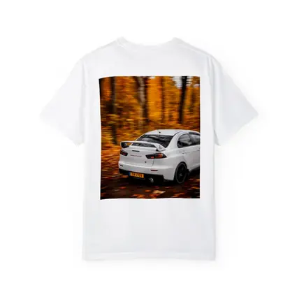Mitsubishi Lancer Evolution White Autumn Forest