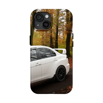 Mitsubishi Lancer Evo White Autumn Forest
