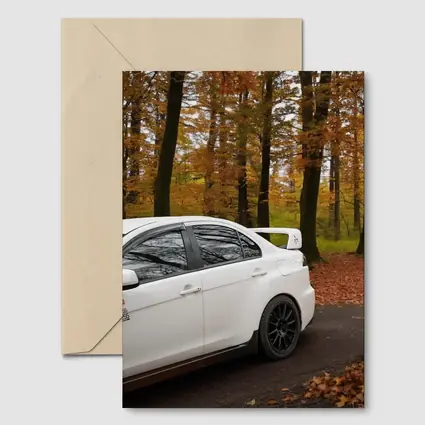 Mitsubishi Lancer Evo White Autumn Forest