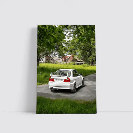 Mitsubishi Lancer Evolution White Rural Road