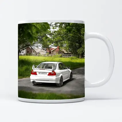 Mitsubishi Lancer Evolution White Rural Road