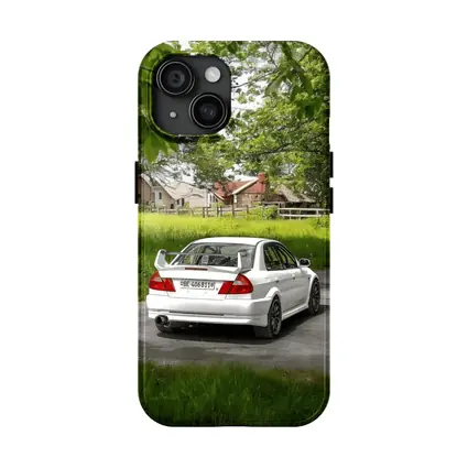 Mitsubishi Lancer Evolution White Rural Road