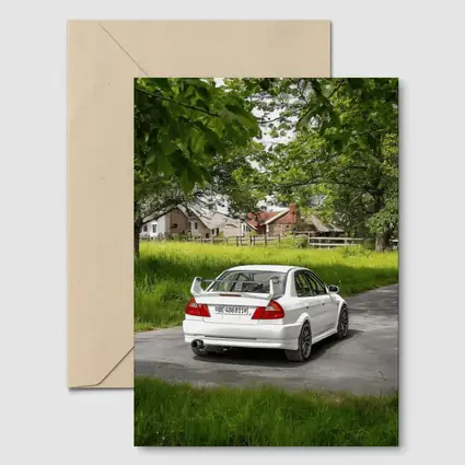 Mitsubishi Lancer Evolution White Rural Road