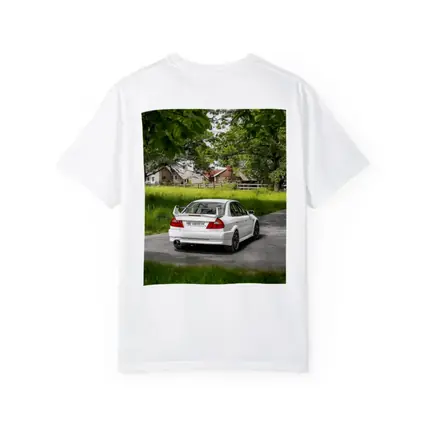 Mitsubishi Lancer Evolution White Rural Road