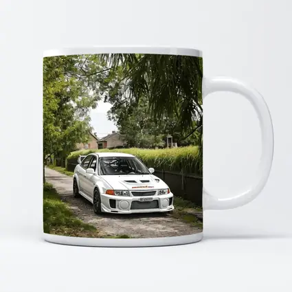 Mitsubishi Lancer Evolution White Gravel Road