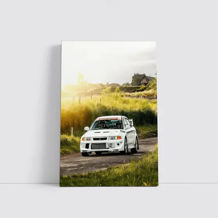 Mitsubishi Lancer Evolution White Rally Road