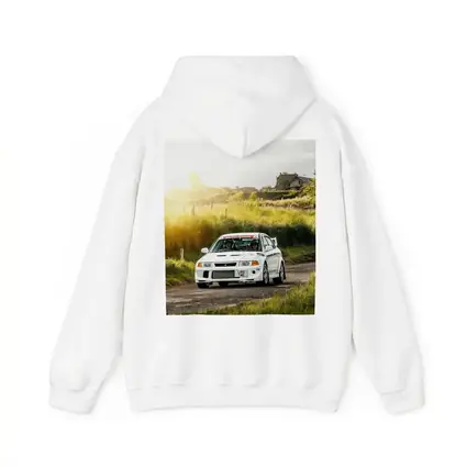 Mitsubishi Lancer Evolution White Rally Road