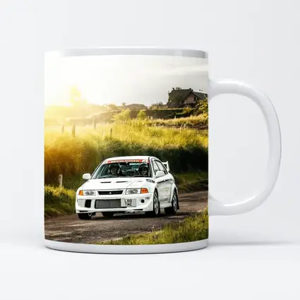 Mitsubishi Lancer Evolution White Rally Road