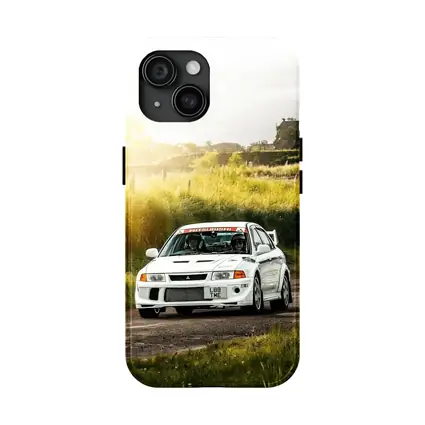Mitsubishi Lancer Evolution White Rally Road
