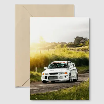 Mitsubishi Lancer Evolution White Rally Road
