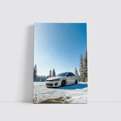 Mitsubishi Lancer White Stance Snow Forest