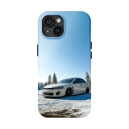 Mitsubishi Lancer White Stance Snow Forest