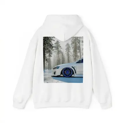 Mitsubishi Lancer White Stance Snowy Forest