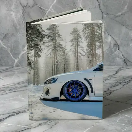Mitsubishi Lancer White Stance Snowy Forest