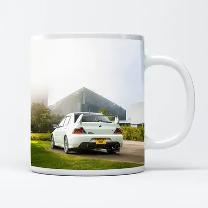 Mitsubishi Lancer Evolution White City Background