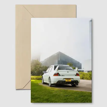 Mitsubishi Lancer Evolution White City Background