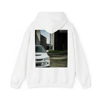 Mitsubishi Lancer Evo White Urban Setting