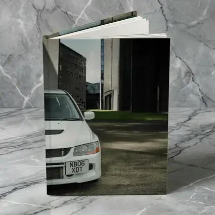 Mitsubishi Lancer Evo White Urban Setting