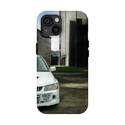 Mitsubishi Lancer Evo White Urban Setting