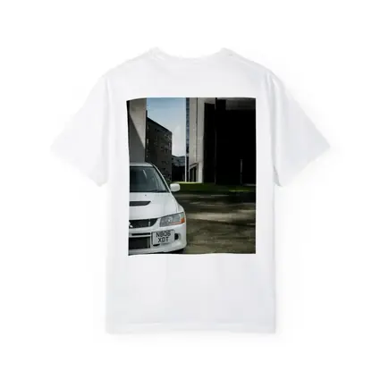 Mitsubishi Lancer Evo White Urban Setting